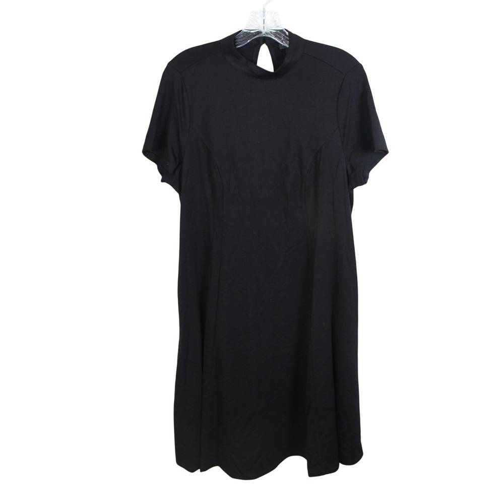 Torrid Black Mock Neck Keyhole Back Ponte Dress Pockets Plus Size 0 L XL